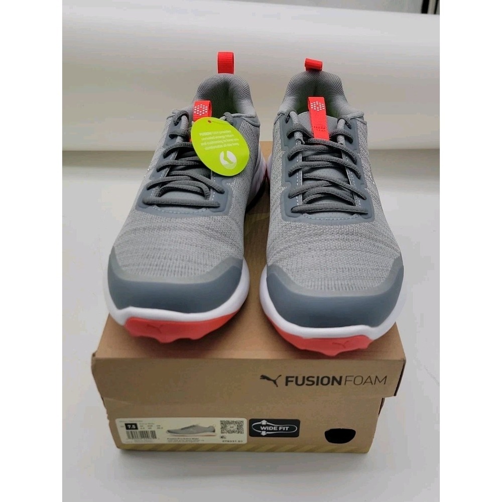 Puma Men's Fusion Pro Golf Shoes Gray/Silver/Red 7.5 New In Box!